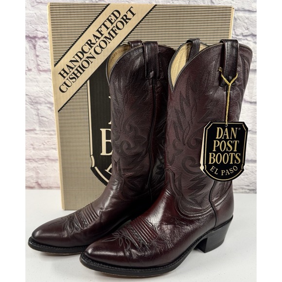 Dan Post Other - Vintage Dan Post Burgundy Nappa Mens 9 Cowboy Boots 16773 Western Leather Box